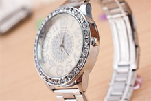 Ladies Fashion Silver Rose Gold Watch Women Luxury Brand Quartz Wristwatch With Rhinestone Steel Clock Female