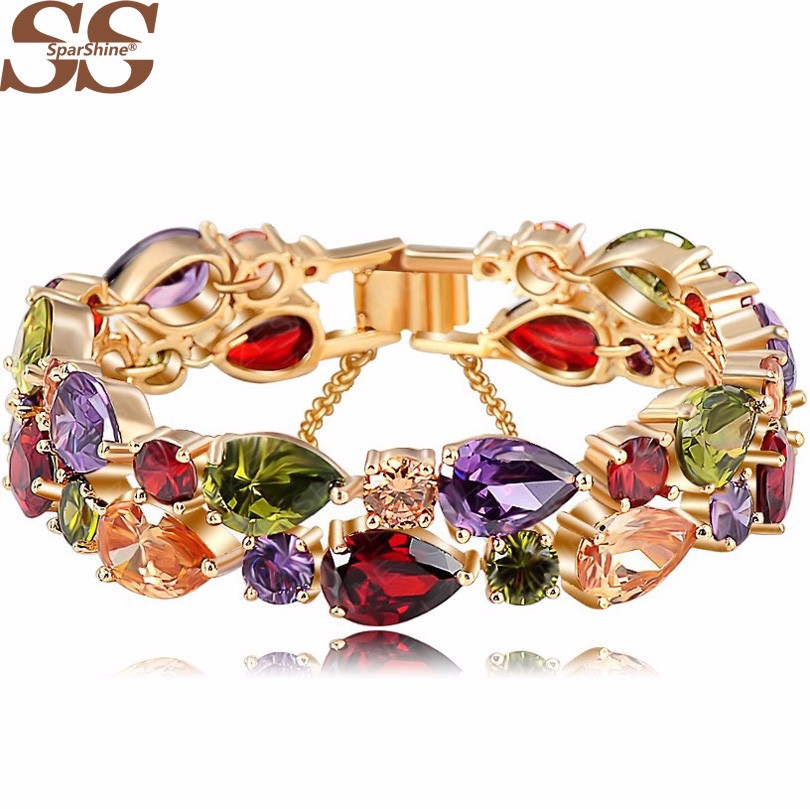 SparShine-Bracelets-Bangles-2015-New-Design-Colorful-AAA-Zircon-Bracelet-18K-Rose-Gold-Plate-Women-Bracelet