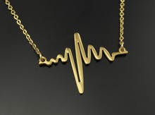 Fashion Hot rose gold plated Heart Beat Pendant Necklace Heartbeat Statement Necklace Body Chain Stainless Steel Jewelry Women