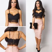 Women Sexy V Neck Spaghetti Straps Backless Lace Crop Top Tank Top 18