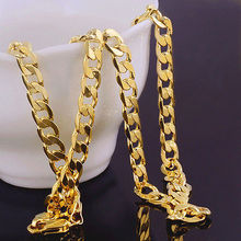 2015 new heavy 14k yellow gold filled Wmens men s necklace curb chain Fashion jewelry