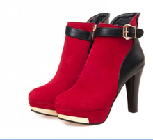 2016 Women’s Buckle High Heel Boots Lady Punk Motorcycle Shoes Platform Pumps YY
