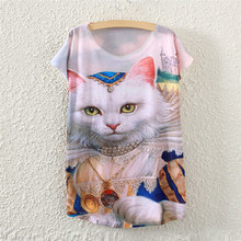 2016 summer Indian Aristocratic cat kitty style women short sleeve T-shirt loose women’s teeps tops Casual female T-Shirts