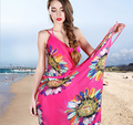 Deep V Wrap Chiffon Swimwear Bikini Cover Up Strap Flower Sarong Beach Dress Scarves Scarfs shawl