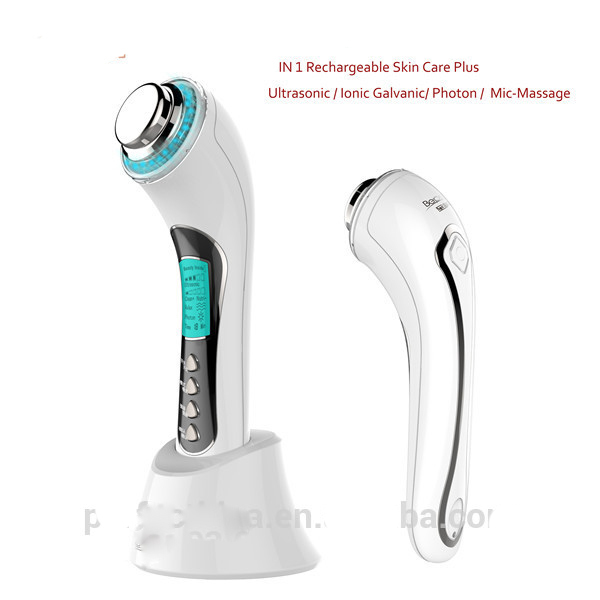 Фотография Newest Rechargeable Galvanic Ultrasonic LED Photon Therapy Skin Rejuvenation Facial Beauty Device