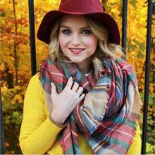 Europe and the British Style Color Plaid Cashmere Scarves Female Oversized Fringed Shawl Dual Autumn and