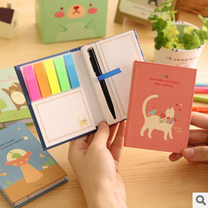 2014 New Fashion Cute Cartoon Animal Memo pads Set with pen Vintage Building Creative Gifts Korean Stationery Free shipping0221