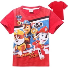 Free shipping 2015 new cartoon dog patrol pattern cotton T shirt boys sports summer style children