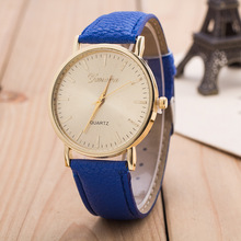 2016 Hot Sale Newest Fashion Geneva Dress PU Leather Gold Dial Women Watch Simplicity Quartz Clock