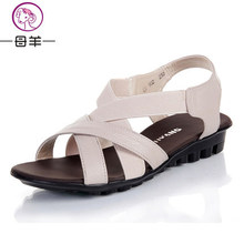 MUYANG Chinese Brand Summer Women Genuine Leather Flat Sandals Female Casual Comfortable Shoes Woman Flats Women Sandals