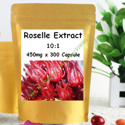 Natural Roselle Extract (Hibiscus sabdariffa )10:1caps 500mg x 300pcs caps free shipping