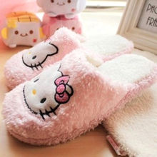 2016 New Hello Kitty Sandals Women Winter Spring thin light home slippers house Plush shoes
