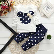 New fashion girls clothing sets minnie cotton children clothes bow tops t shirt leggings baby kids