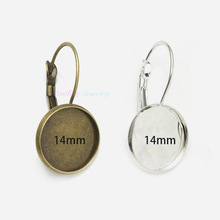 Silver French Lever Back Earrings Blank/Bas,fit 16MM glass cabochons,buttons