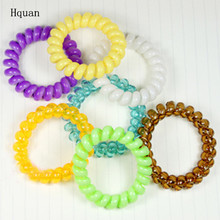 10PCS/lot Women Ladies Girls Hair Bands Colorful Elastic Rubber Telephone Wire Style Hair Ties & Plastic Rope Hair Accessories