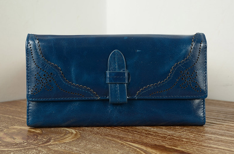 Imported Grain Leather Korea Style Burnished Leather Women's Long