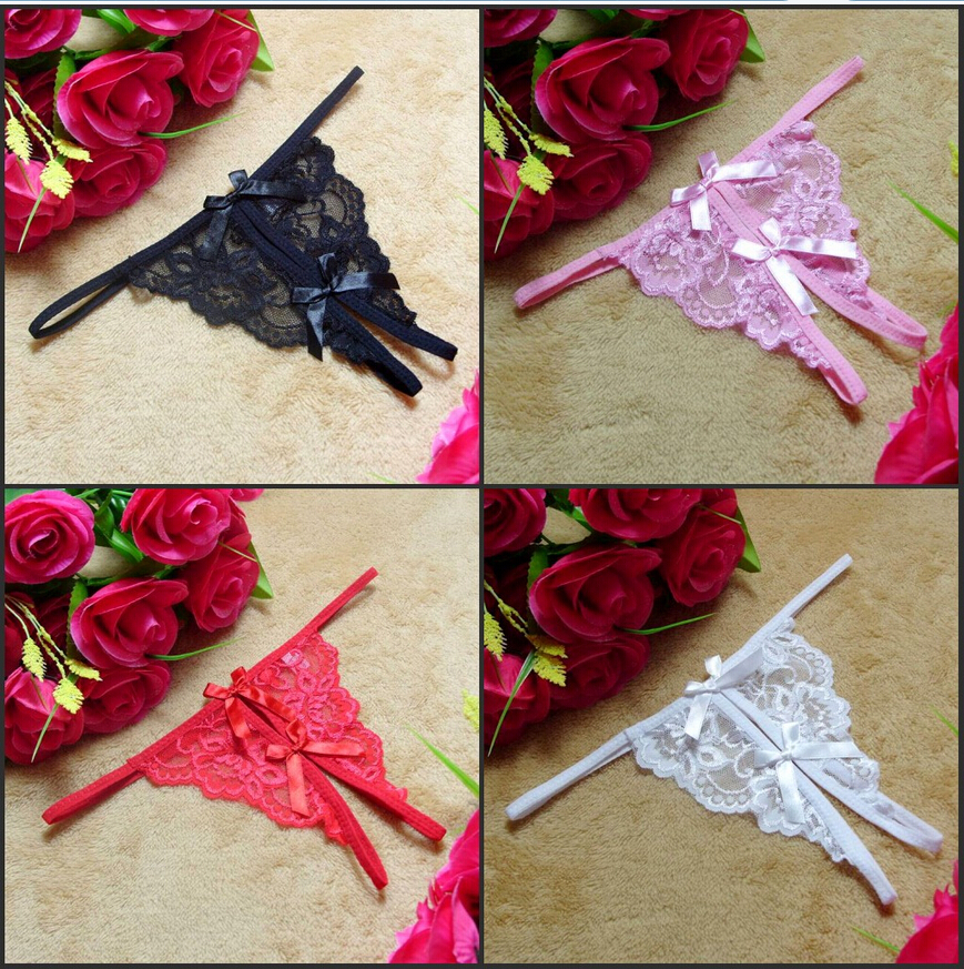 1pc lot 2014 Ladies Lace Sexy Open Crotch Thongs G string V string T Back Panties