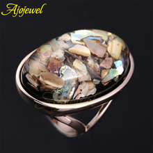 Ajojewel Brand #7-12.5 Trendy Jewelry Unisex Rose Gold Plated Big Oval Shaped Sea Shell Rings
