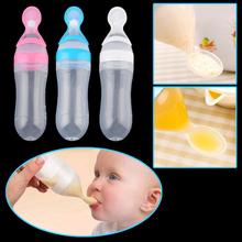 100% New NEW Nipple Fresh Food Milk Nibbler Feeder Feeding Tool Bottle With Spoon Food Rice Cereal Feeder 90ML