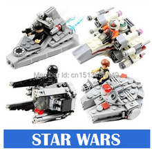 Star Wars 4 Mini figuras 4 nave espacial halcón milenario lazo Interceptor X-Wing de combate Minifigures Toy Blocks