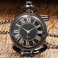 Fashion Cool Glass 270 Degree Clamshell Case Roman Number Dial Pocket Watch With Chain Gift To