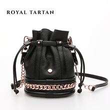 ROYAL TARTAN luxury women handbag designer bucket shoulder bag genuine leather handbags fashion tote small women messenger bags