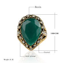 Wholesale Vintage Jewelry Spartacus Fashion 18K Gold Emerald Stone Rhinestone Engagement Rings For Women