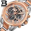 Switzerland watches men luxury brand Wristwatches BINGER Quartz watch full stainless steel Chronograph Diver glowwatch B