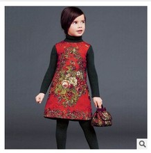 Girls Dresses Winter 2015 Luxury Brand Princess Dress Baby Girl Clothes Letter Handmade Kids Dresses Girls 5color