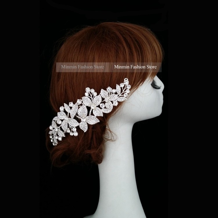 2015 New Floral Crystal Bridal Hair Combs Bridal Hairpins Hairstyle Braider Tiara Hair Jewelry Wedding Accessories FS044