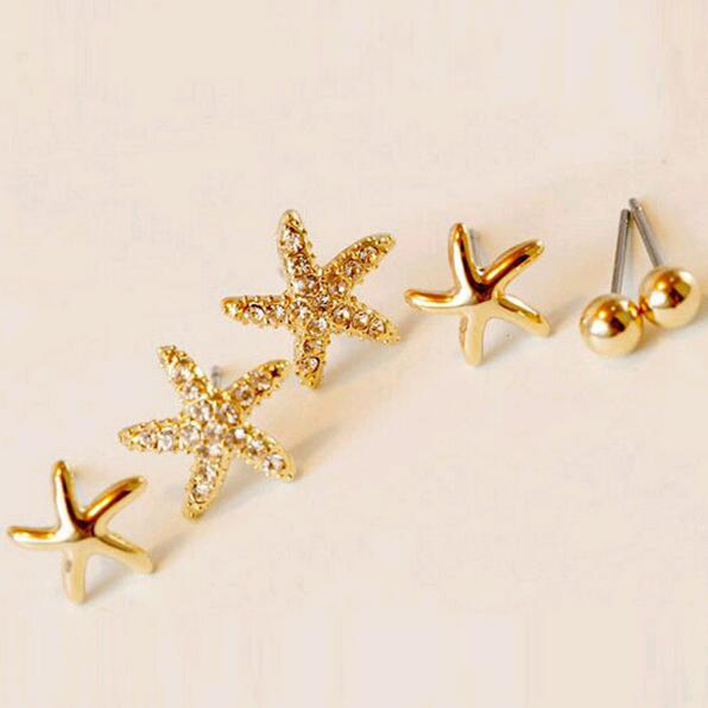 3 pairs / bag. 2016 New Hot star shape earrings for women earring Brincos earing earring jewelry