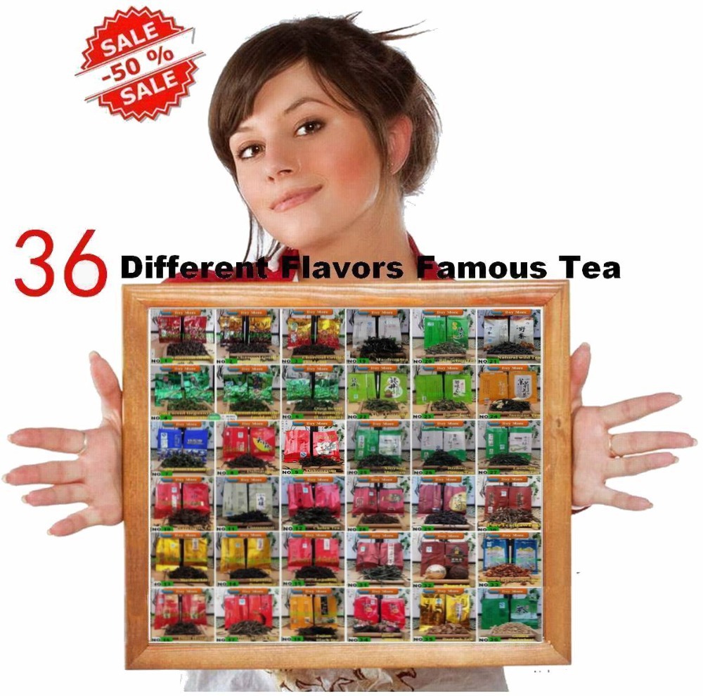 36 Different Flavors Famous Tea Chinese Tea including Oolong Puer Black Green White Herbal Flower Tea