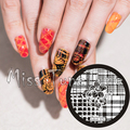 New Stamping Plate hehe74 Nail Art Four Quater Template Dahlia Flower Fashion Plaid Elegant Modern Stamping