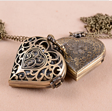 Fashion Vintage Hollow Out Heart Shape Pendant Pocket Watch Memorable Gift To Friend