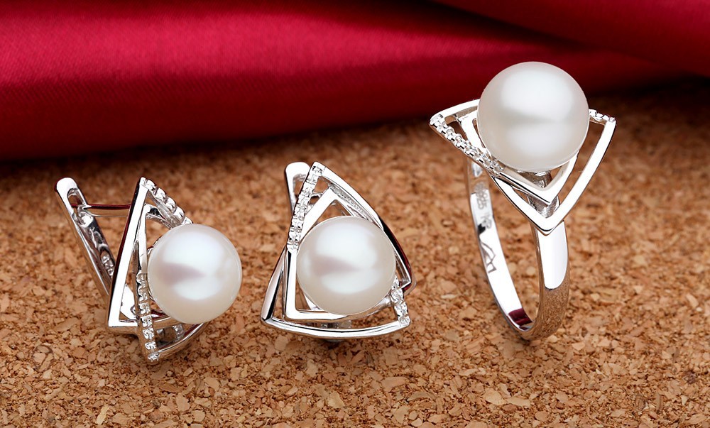 Christmas birthday unique jewelry gift th whit925 sterling silver setting big true freshwater pearl wedding bands rings