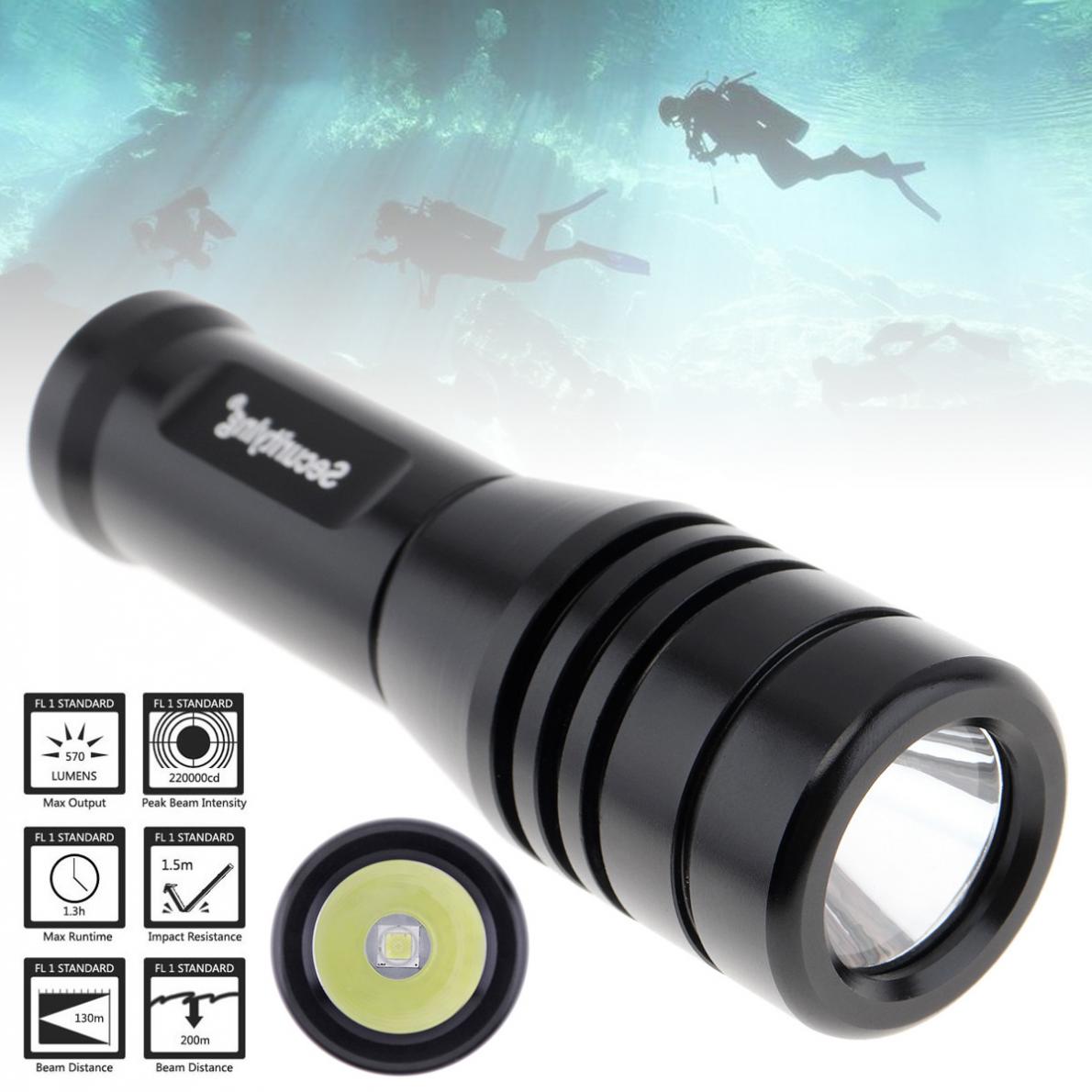 Scuba 570LM XM-L2 U4 LED Diving Flashlight Underwater 150M Military Torch lamp