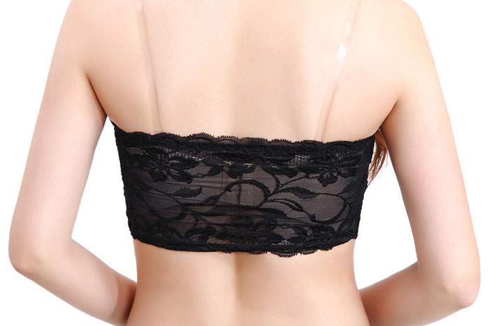 Hot Sexy Ladies Casual High Elastic Lace Solid Strapless Seamless Boob Tube Top
