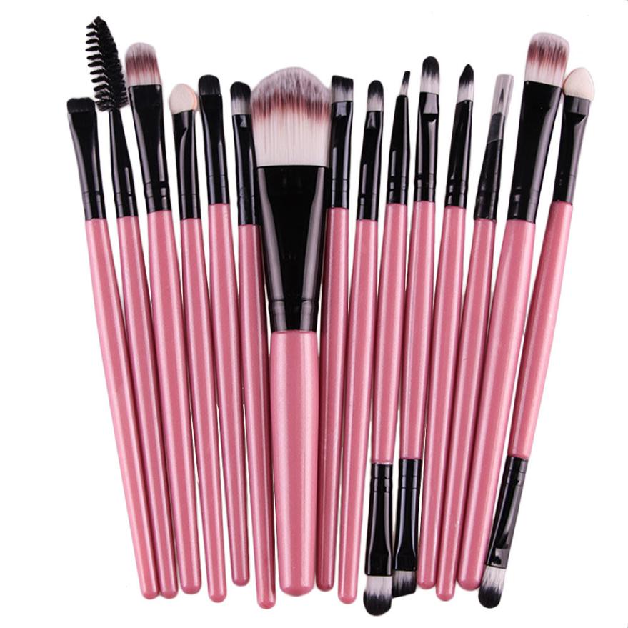 New Design 15 pcs Sets Eye Shadow Foundation Eyebrow Lip Brush Makeup Brushes Tool free shipping