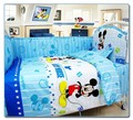Promotion 10PCS Mickey Mouse Baby Cot Crib Bedding set Comforter Fitted Sheet Bumper Duvet bumper matress