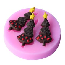 Christmas Tree Shape Chocolate Cookie Mold Silicone Fondant Cake Decorating Baking Tool Gum Paste Mould Kitchen Accessories E032