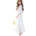 2016 New summer Korean Women Slim straps hollow piece lace dress