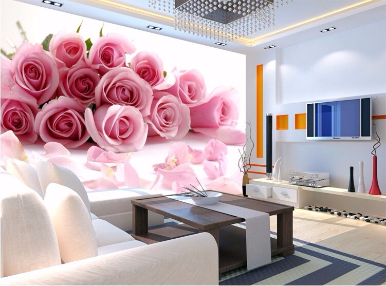 Description Picture 5 of itembeibehang 3d photo wallpaper for Bedroom Pink Stereoscopic rose flower romantic living room bedroom wall mural wall paper