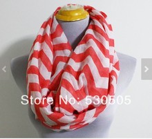 Coral Chevron and Color Block Infinity Scarf Soft Scarf Infinity Scarf Loop Scarf christmas Gift