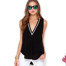2015 summer New Sexy Deep V Neck Women T shirt Tops Basic Tees women sleeveless back