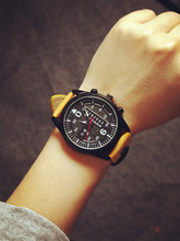 A la moda masculino reloj de cuarzo militar nuevo ejército japón se mueve de lujo horas correa de cuero negro Dial grande relojes hombres relojes de pulsera