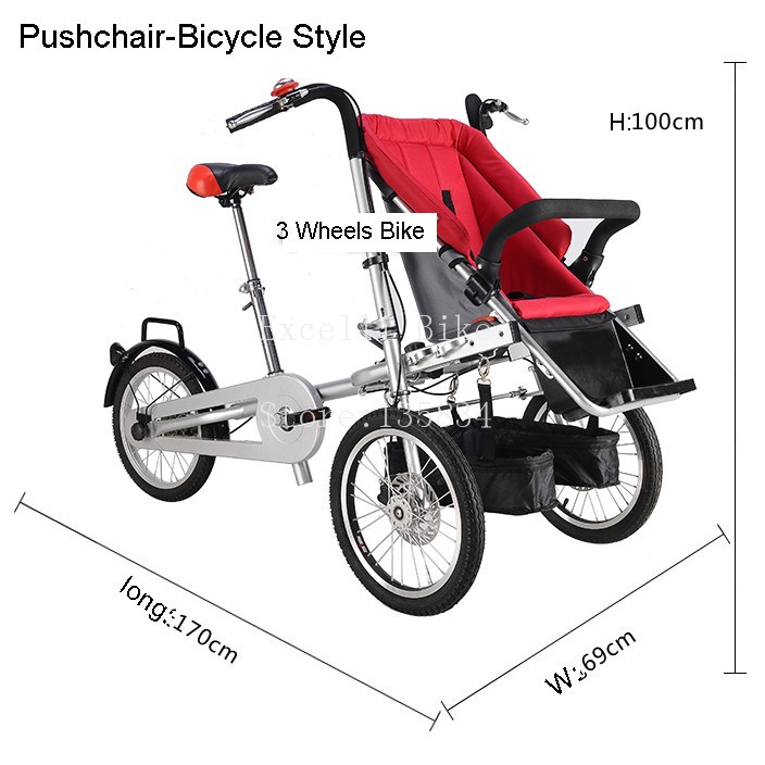 E02-Taga Pushchair-Bicycle Folding Taga Bike 16inch Mother Baby Stroller Bike baby stroller 3 in 1 Convertible Stroller Carriage stroller