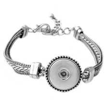 P00556 -6 Wholesale Snap Bracelet&Bangles Chain Silver Fashion Crystal Charm Bracelet Woman FIt 18mm Snaps Button Rivca Jewelry