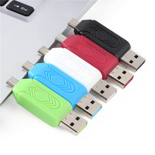 1pc Free Shipping Universal Card Reader Mobile phone PC card reader Micro USB OTG Card Reader OTG TF / SD flash memory Wholesale