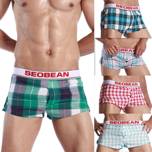 Brand Sexy Mens Boxer Shorts Plaid Underwear Boxers For Men Lazy Casual Home Wear Male Underwear Sleep Shorts Men 5 Style