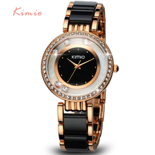 KIMIO Luxury Brand Designer Ladies Watch Women Pearl Scale Bracelet Stainless Steel Crystal Diamond Quartz-watch Clock Women